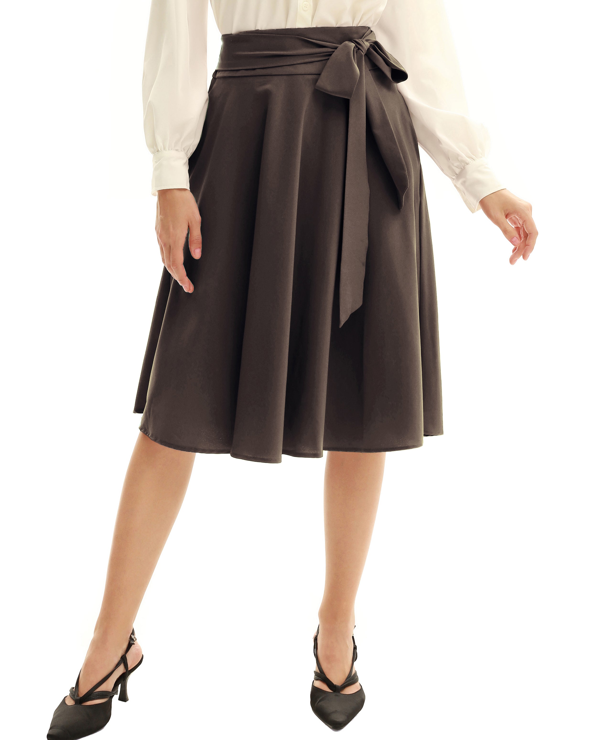 belle poque Floral Patterns Women's High Waist Bow Decorated A-Line Pockets Skirt