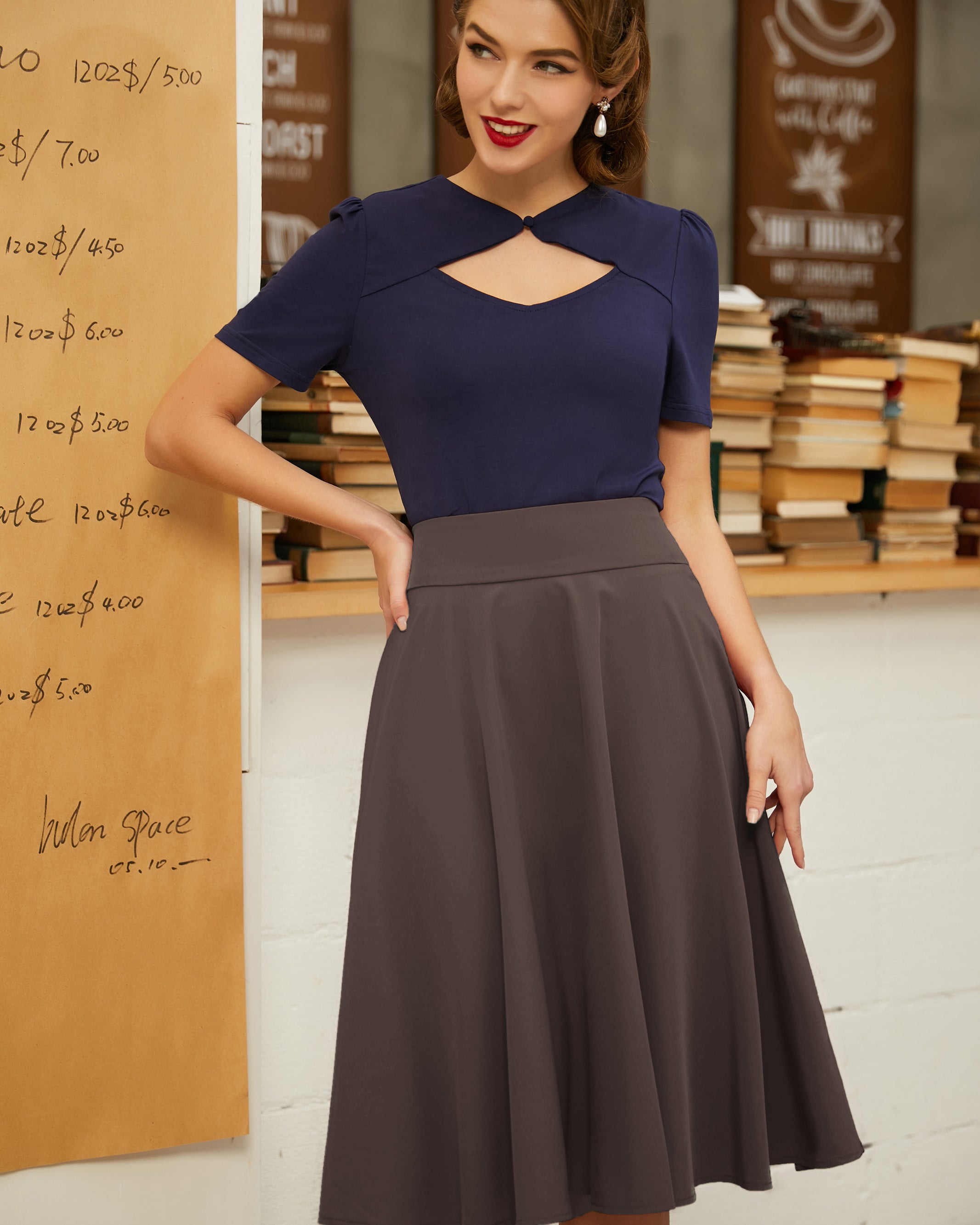 belle poque Floral Patterns Women's High Waist Bow Decorated A-Line Pockets Skirt