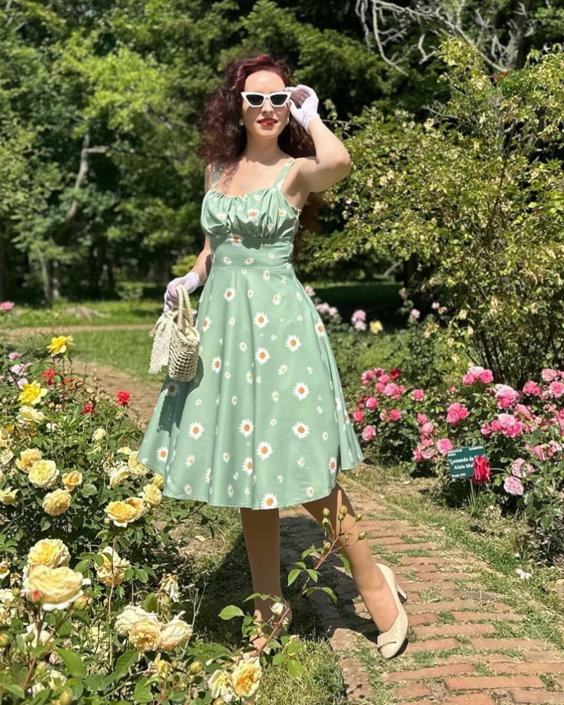 belle poque Vintage Two-Way Defined Waist Dress Ruched Bodice Flared A-Line Dress