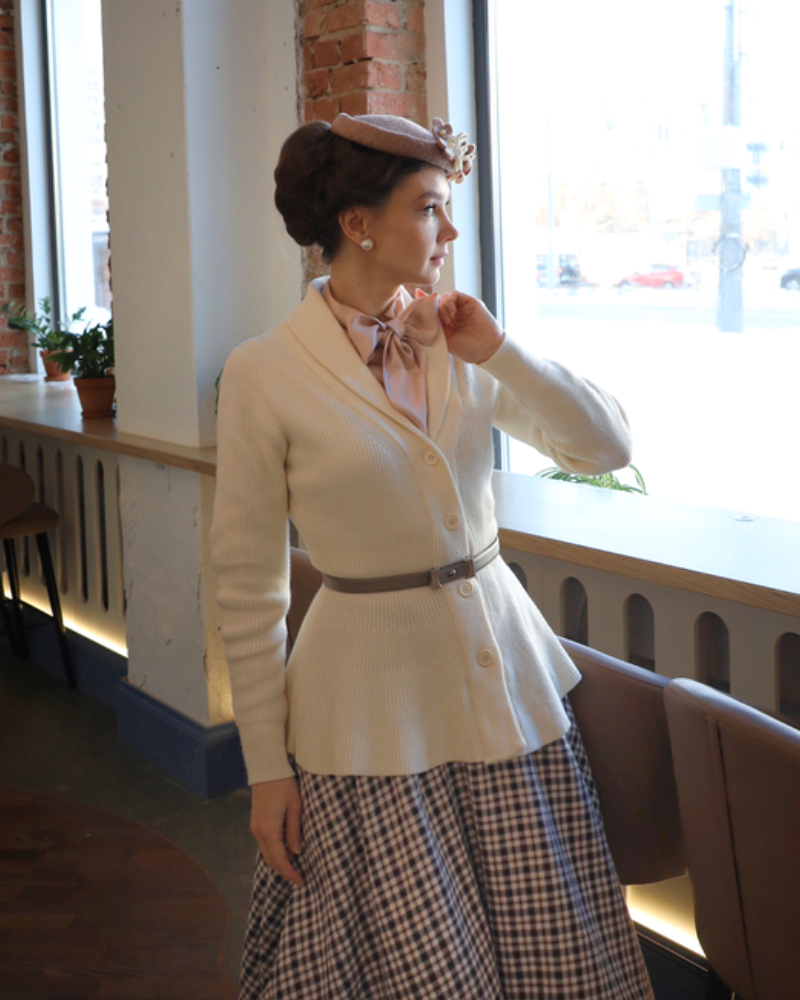 belle poque Vintage Cardigan Sweater Shawl Lapel Button Down Sweater Outwear Coat