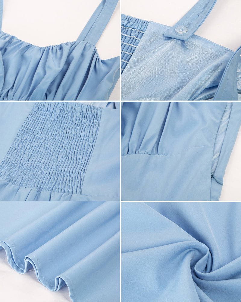 belle poque Vintage Two-Way Defined Waist Dress Ruched Bodice Flared A-Line Dress