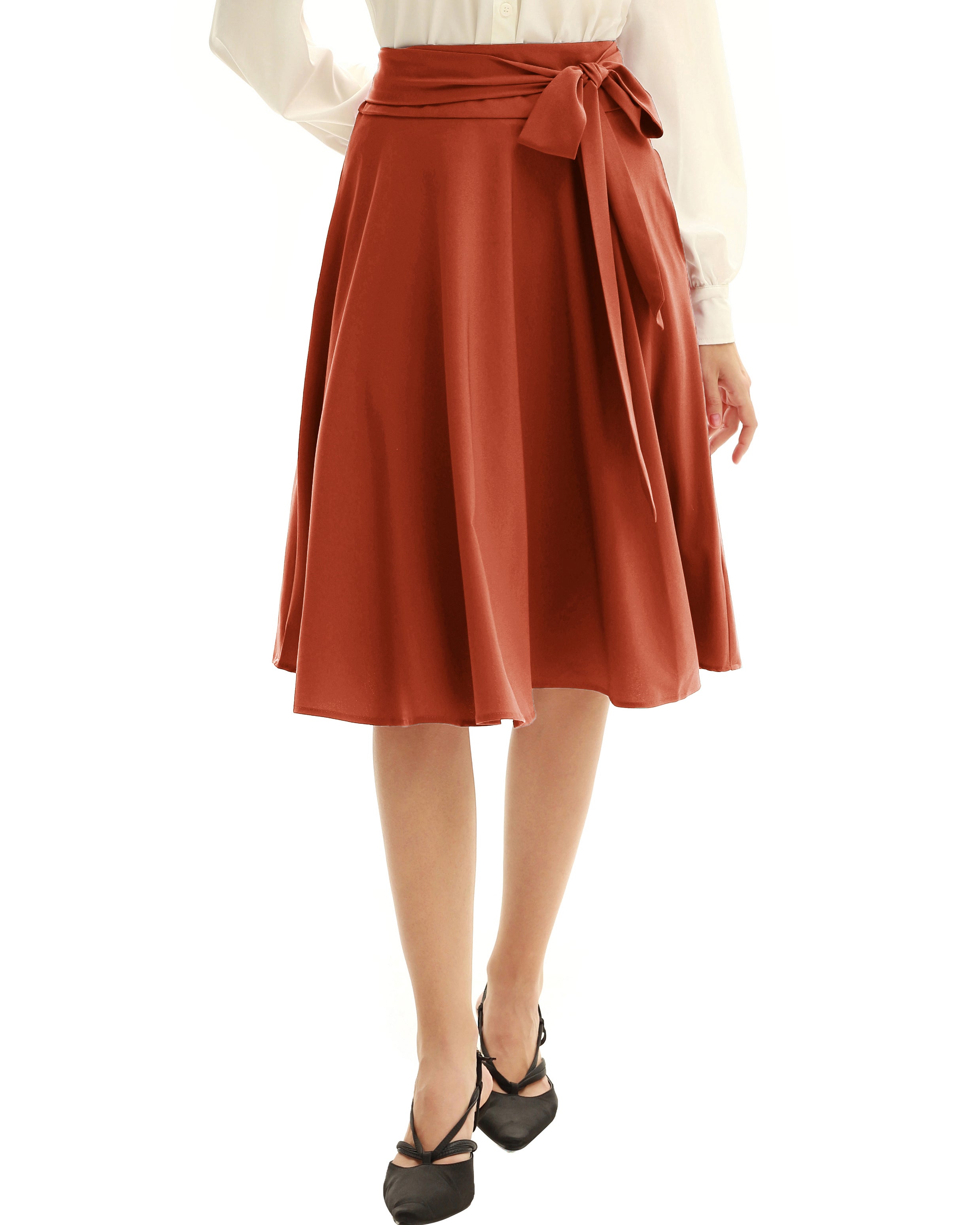 belle poque Floral Patterns Women's High Waist Bow Decorated A-Line Pockets Skirt