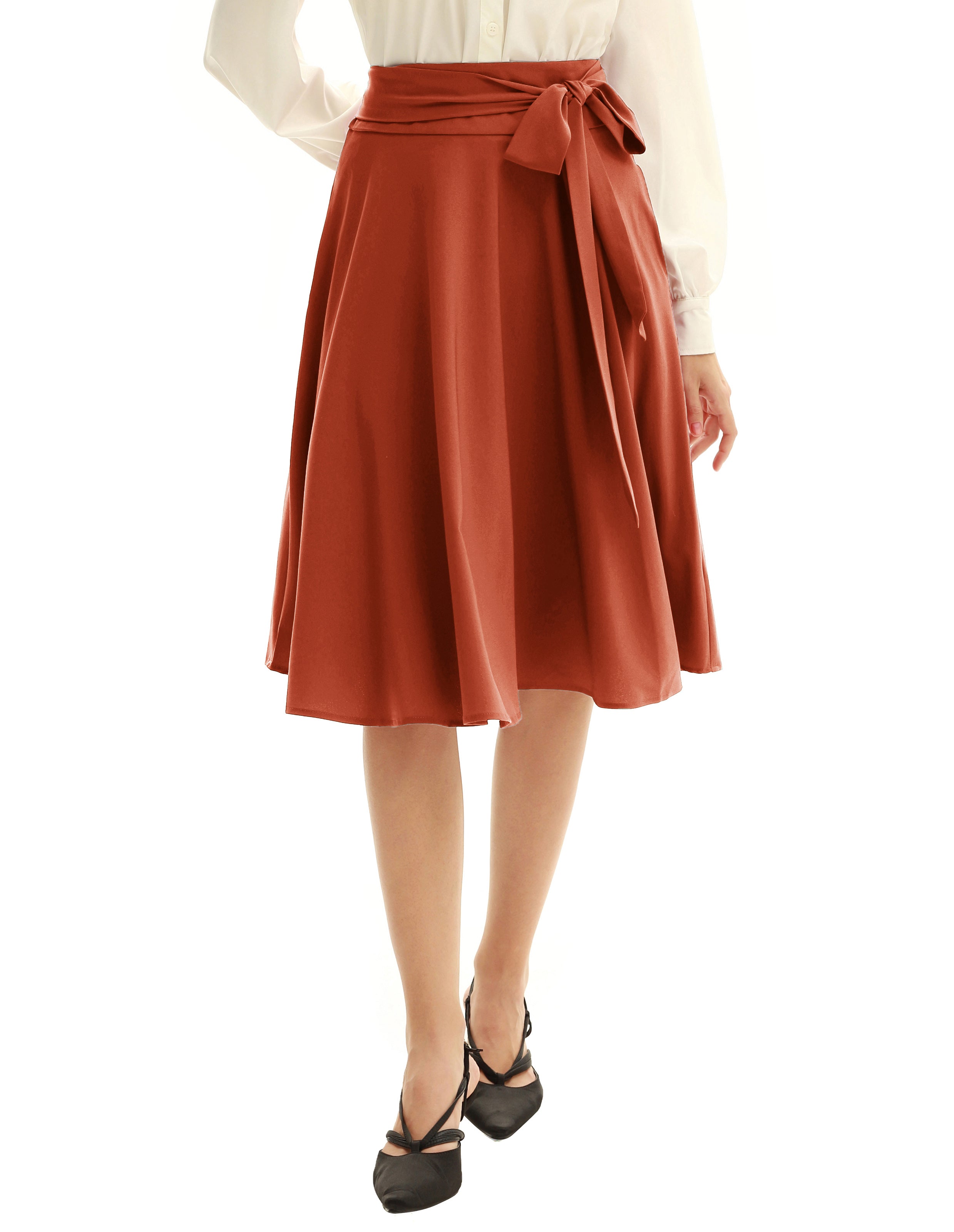 belle poque Floral Patterns Women's High Waist Bow Decorated A-Line Pockets Skirt