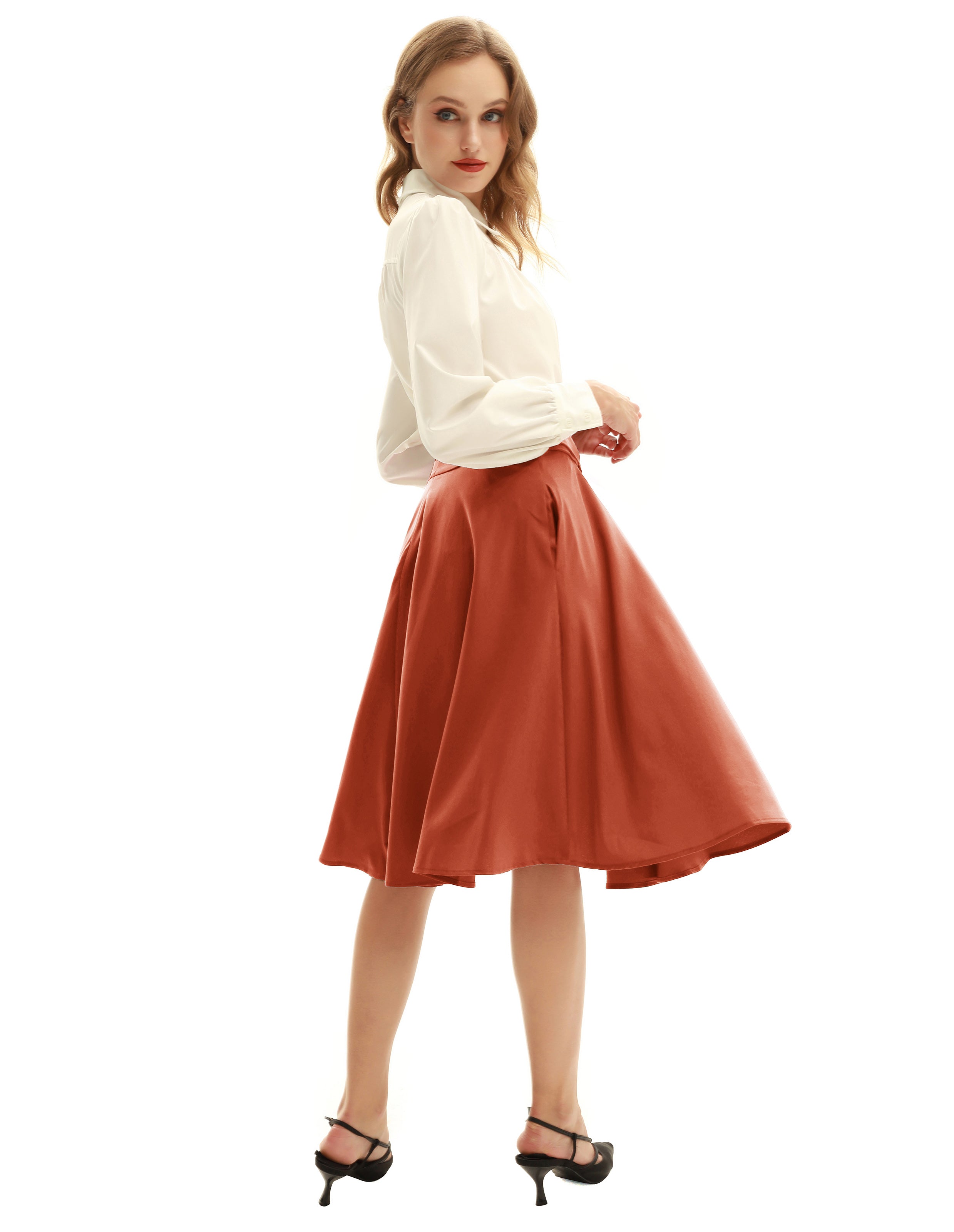 belle poque Floral Patterns Women's High Waist Bow Decorated A-Line Pockets Skirt