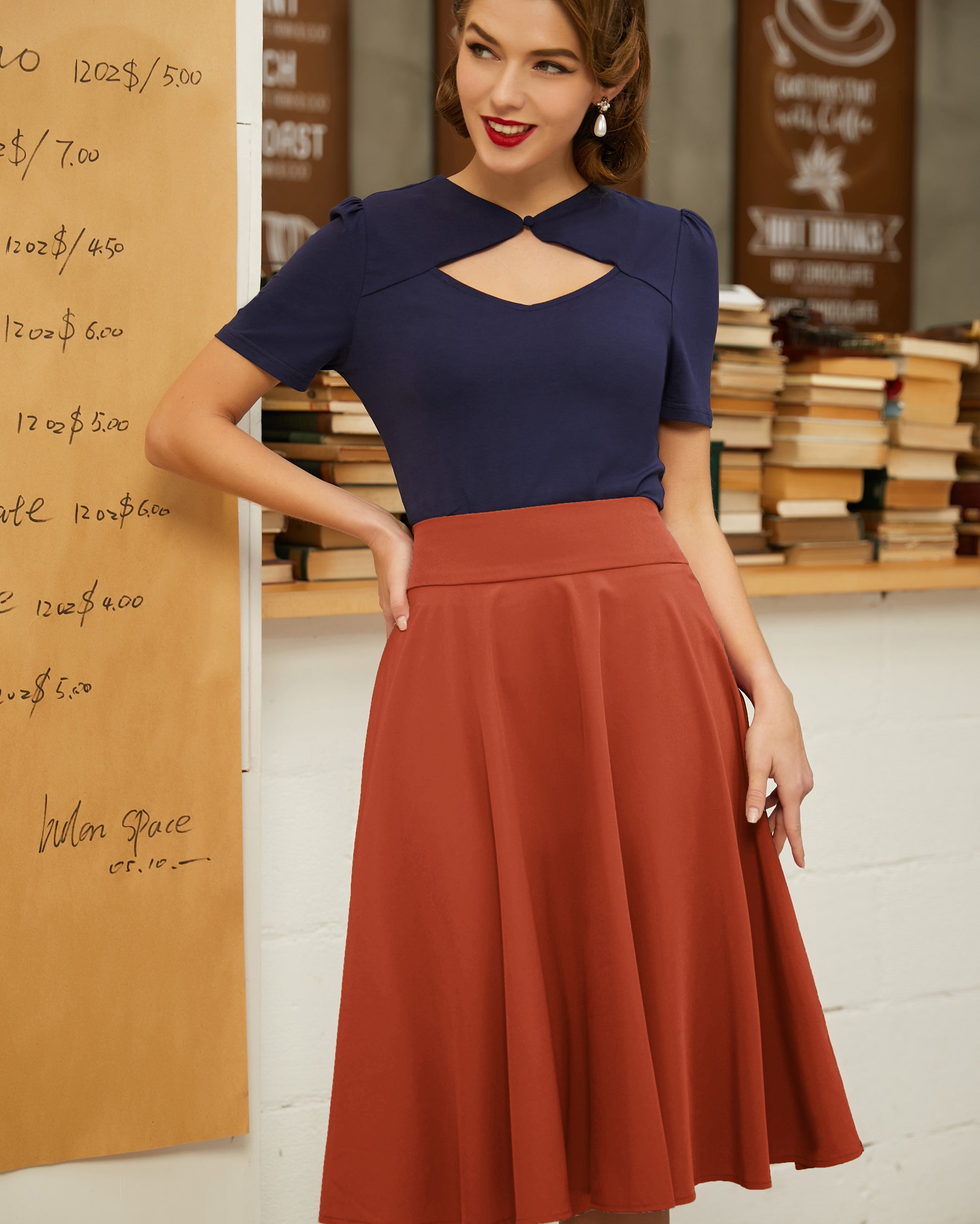 belle poque Floral Patterns Women's High Waist Bow Decorated A-Line Pockets Skirt