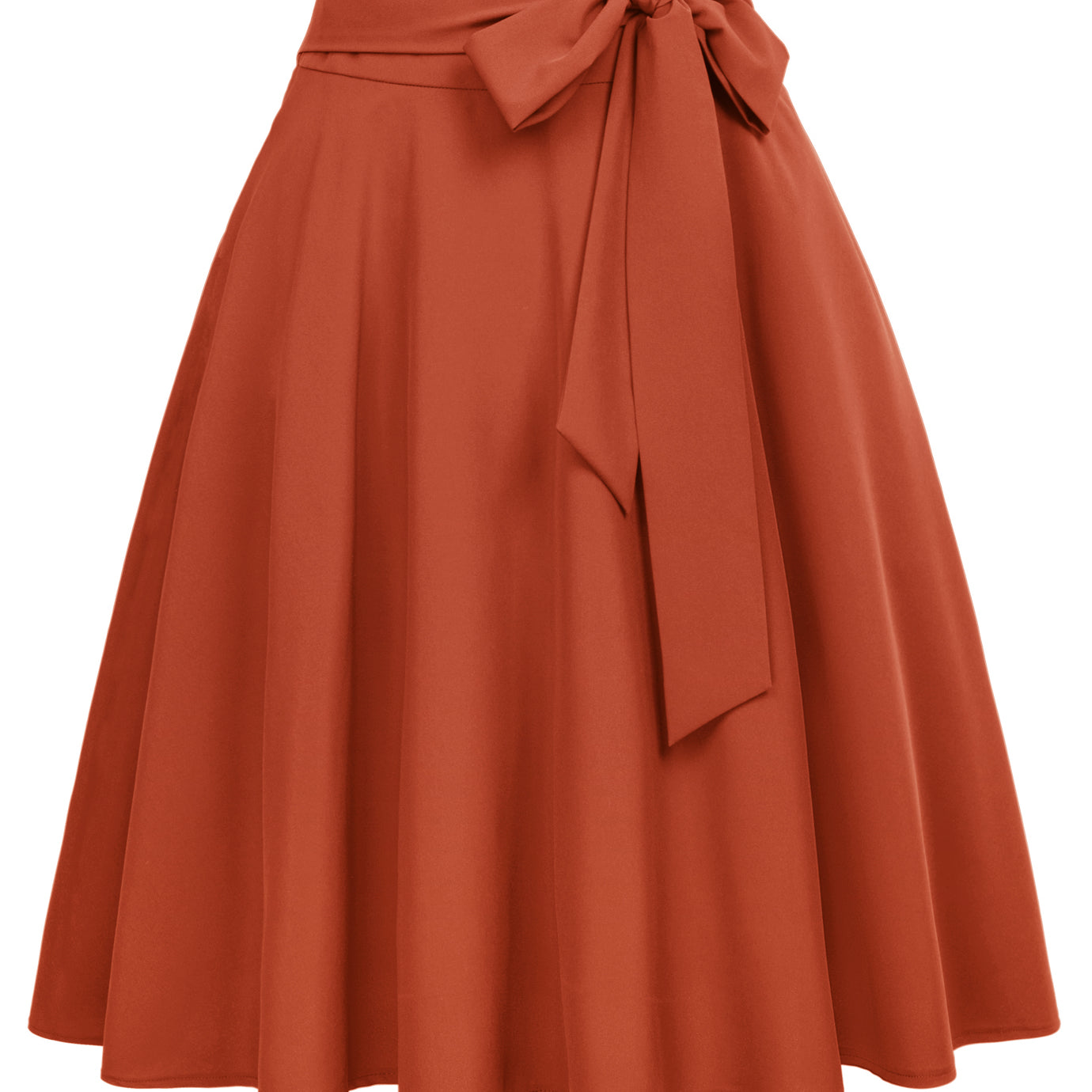 belle poque Floral Patterns Women's High Waist Bow Decorated A-Line Pockets Skirt Red