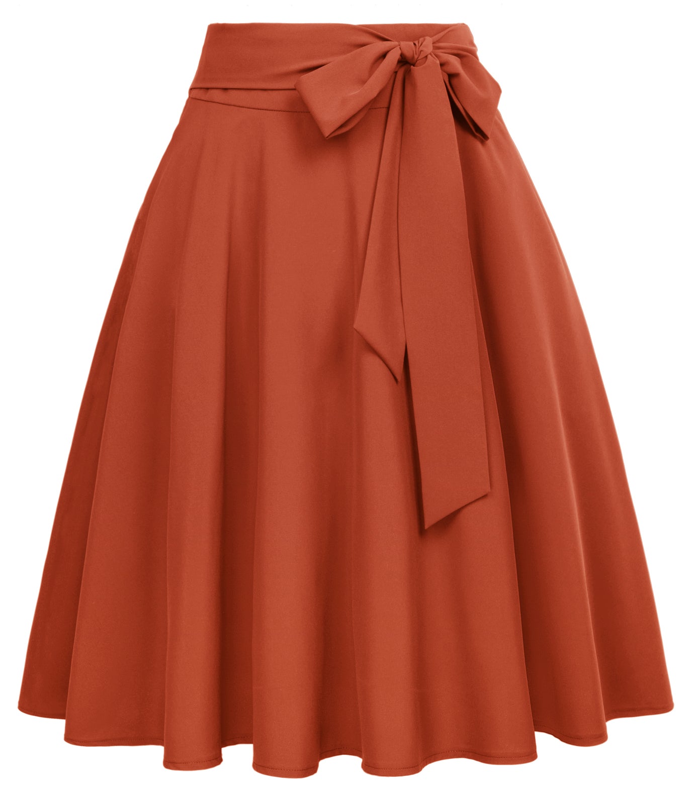 belle poque Floral Patterns Women's High Waist Bow Decorated A-Line Pockets Skirt Red