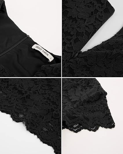 belle poque Cocktail Dress for Women Cap Sleeve Lace Dress for Wedding Guest Business Casual Dresses