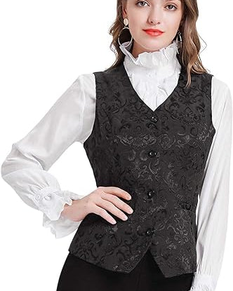 belle poque Waistcoat Vest Vintage Steampunk Dress Jacquard Jacket