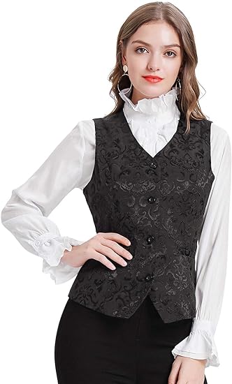 belle poque Waistcoat Vest Vintage Steampunk Dress Jacquard Jacket