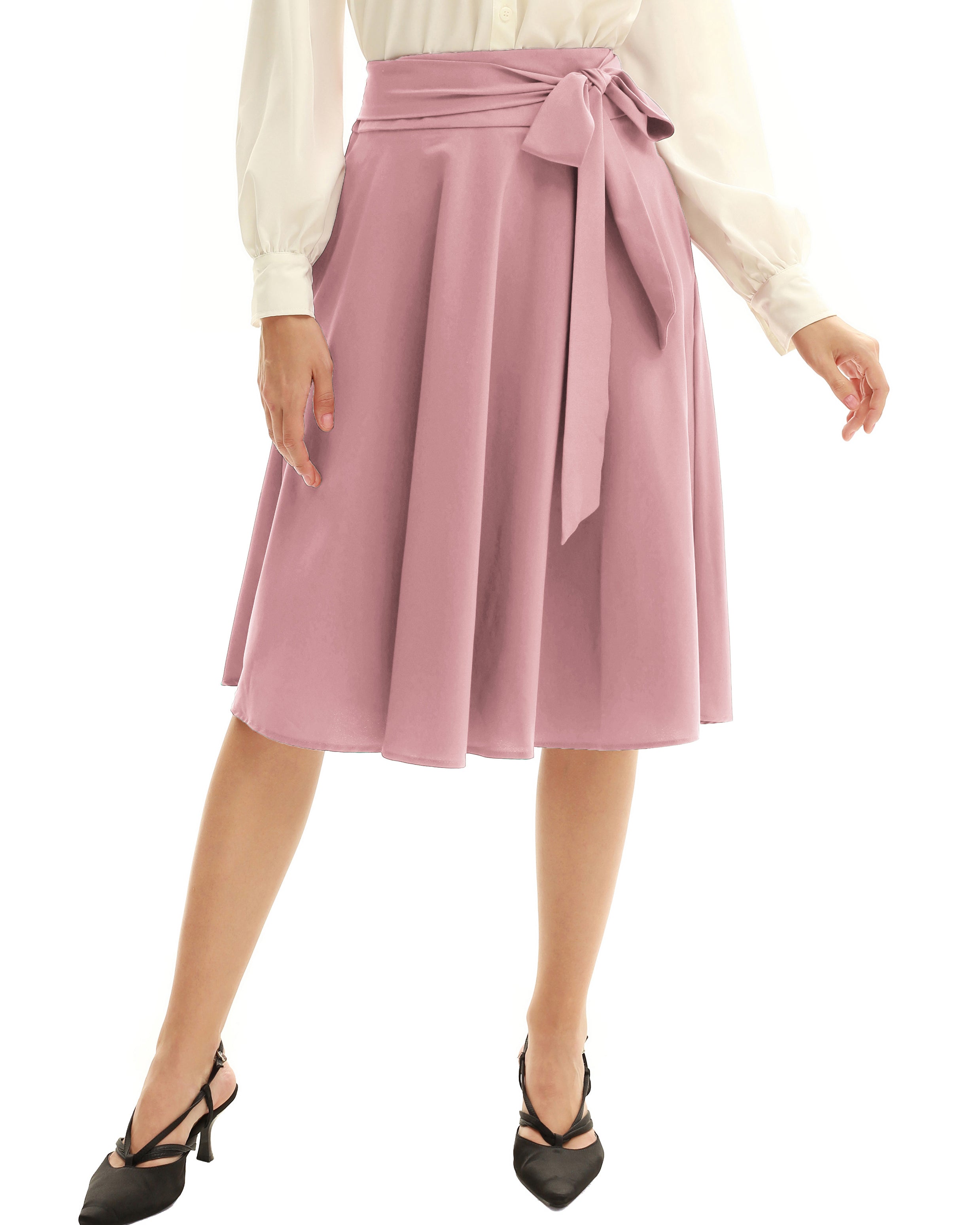 belle poque Floral Patterns Women's High Waist Bow Decorated A-Line Pockets Skirt