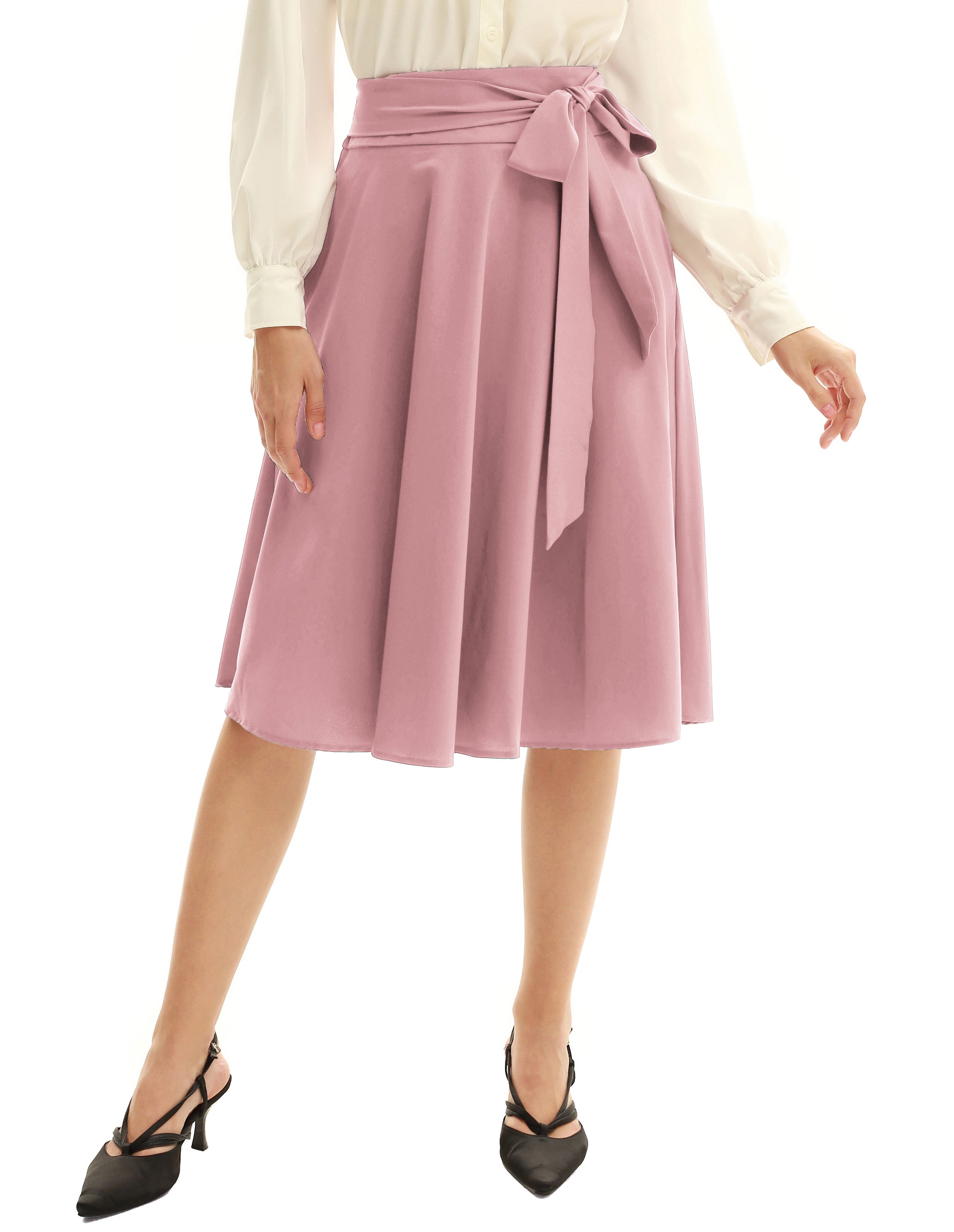 belle poque Floral Patterns Women's High Waist Bow Decorated A-Line Pockets Skirt