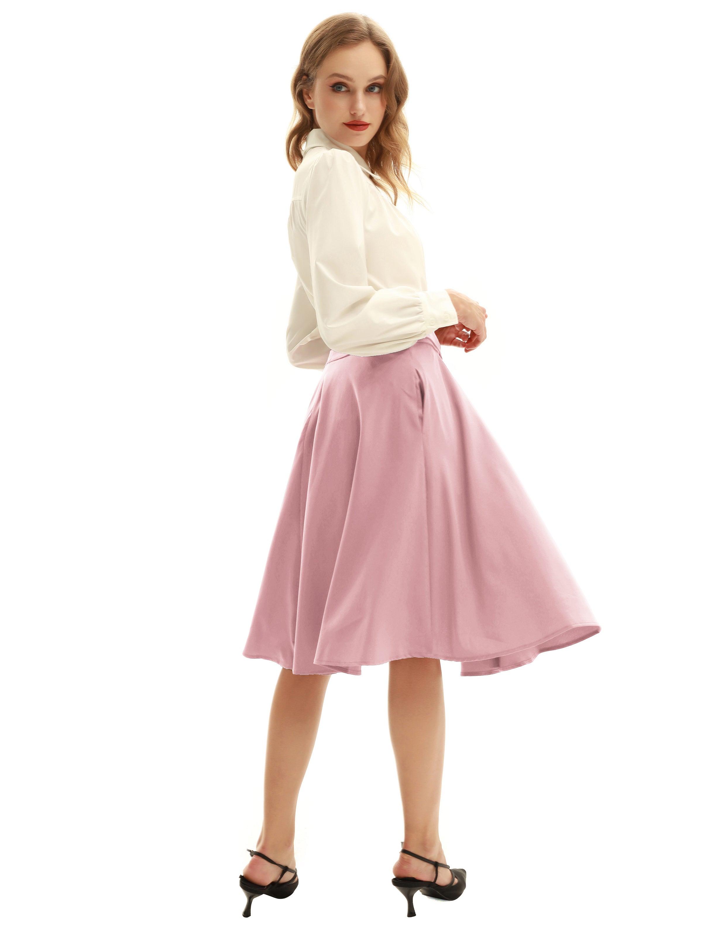 belle poque Floral Patterns Women's High Waist Bow Decorated A-Line Pockets Skirt