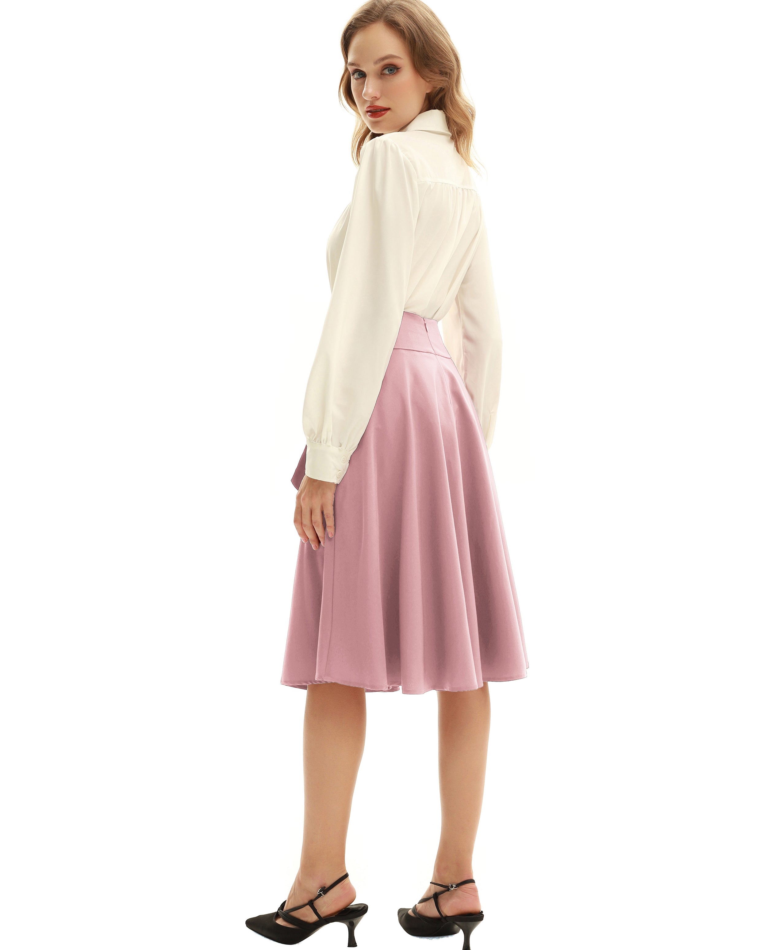 belle poque Floral Patterns Women's High Waist Bow Decorated A-Line Pockets Skirt