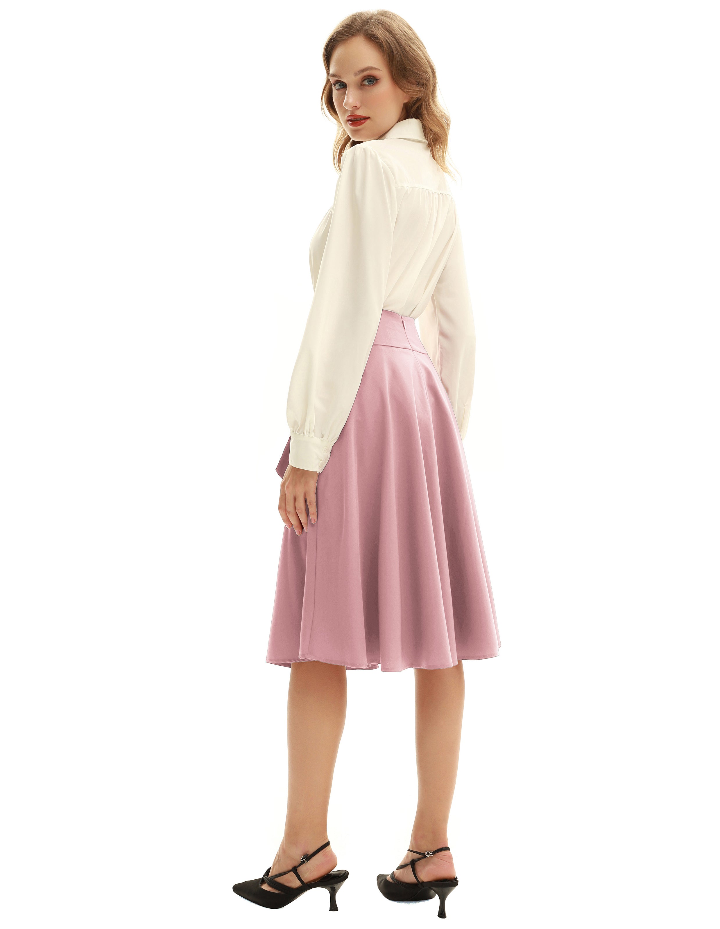 belle poque Floral Patterns Women's High Waist Bow Decorated A-Line Pockets Skirt