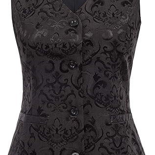 belle poque Waistcoat Vest Vintage Steampunk Dress Jacquard Jacket Black