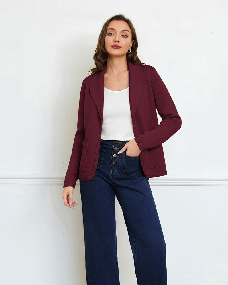 belle poque Vintage Cardigan Sweater Blazer V Neck Shawl Lapel Collar with Pockets