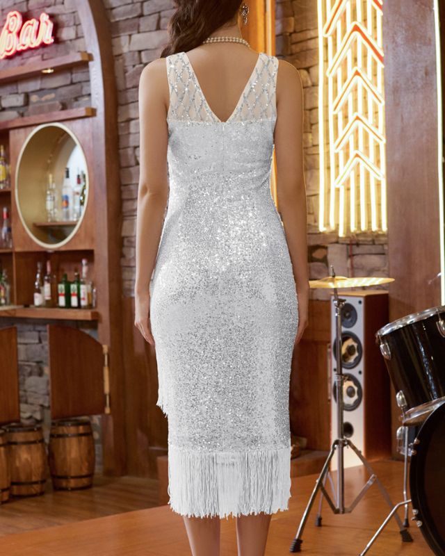 belle poque Sequin Dress Simple 1920s Flapper Cocktail Party Dresses