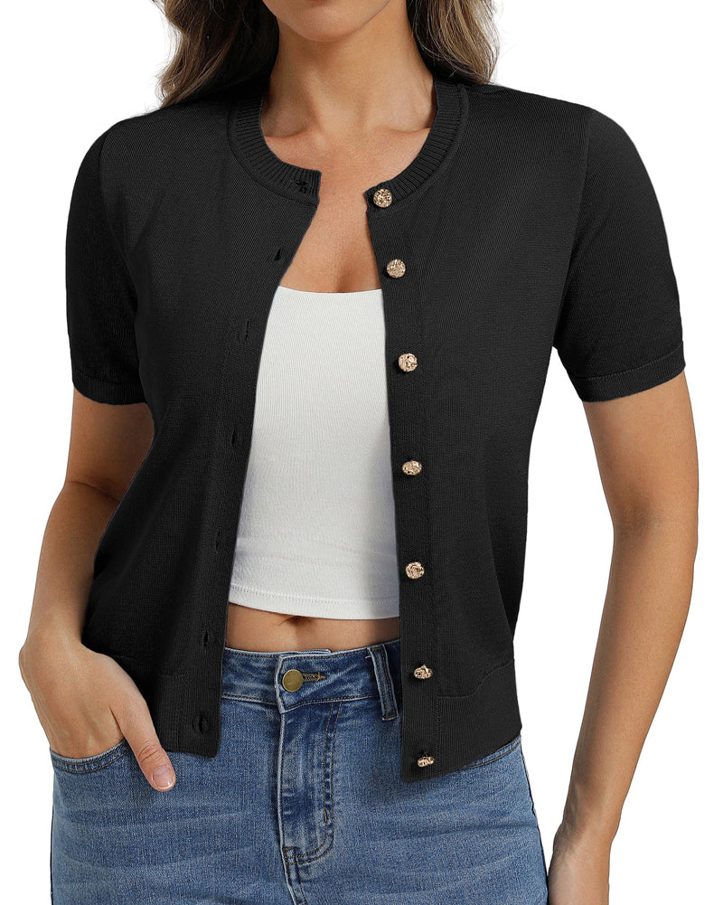 belle poque 2026 Spring Short Sleeve Cardigan Sweater Lightweight Button Up Cardigan
