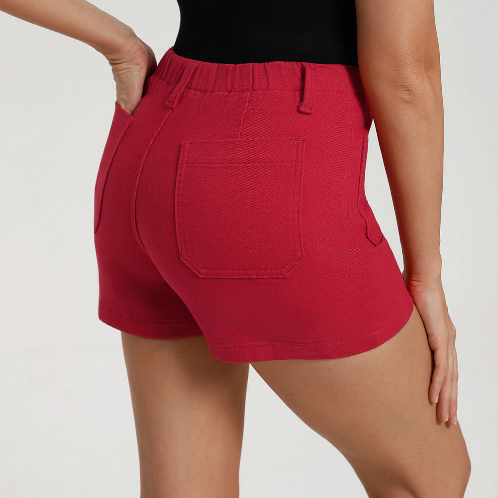 belle poque 2026 Women Jean Shorts High Waisted Micro Cargo Denim Shorts