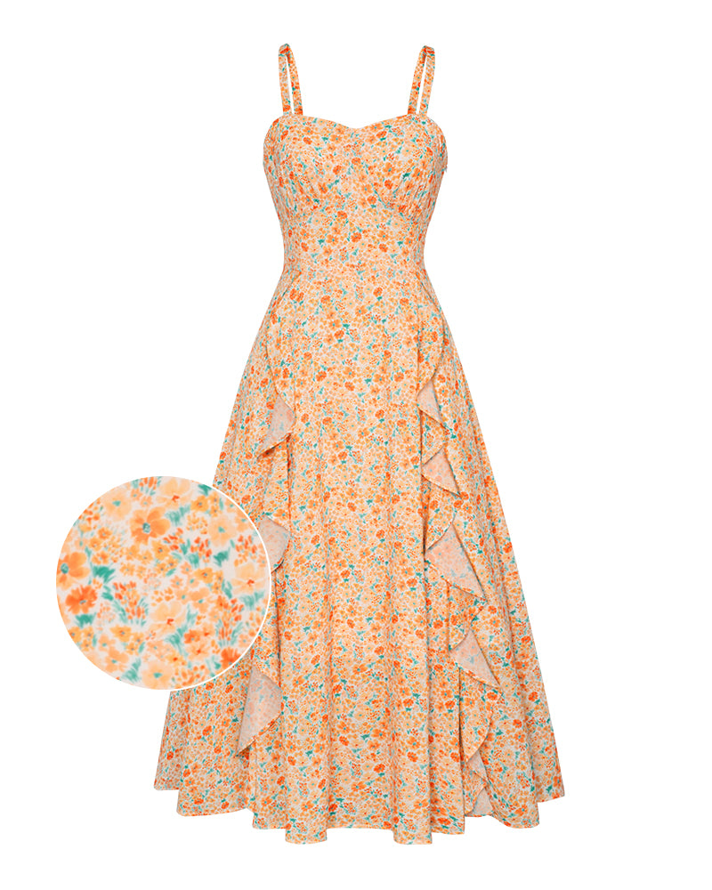 belle poque Sun Slip Dresses for Women Boho Maxi Dresses Casual Spaghetti Ruffle Dress