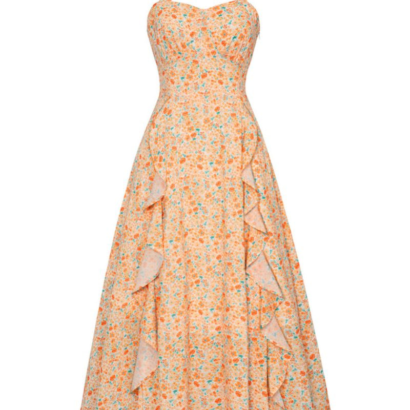 belle poque Sun Dresses for Women 2025 Boho Midi Fairy Wedding Guest Dresses Orange