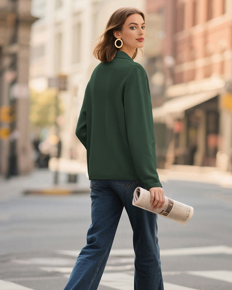 belle poque Vintage Cardigan Sweater Blazer V Neck Shawl Lapel Collar with Pockets