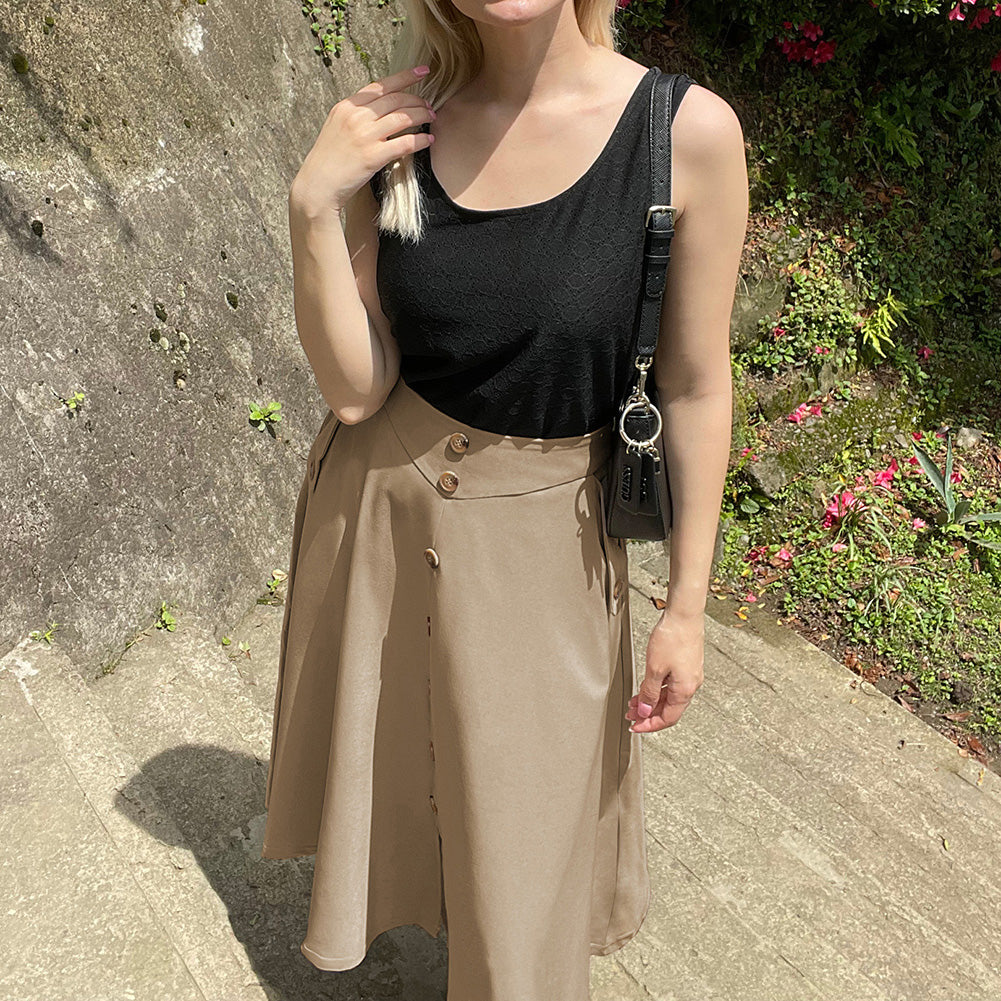 belle poque Belle Poque Women's Vintage A-Line Skirt with Slit Hem