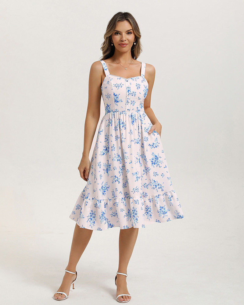 belle poque Wedding Guest Dress for Women 2026 Flowy Sundress with Pockets