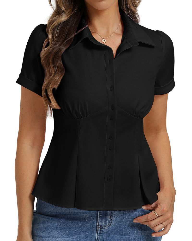 belle poque 2026 Womens Button Down Summer Cute Tops Blouses for Women Dressy Casual