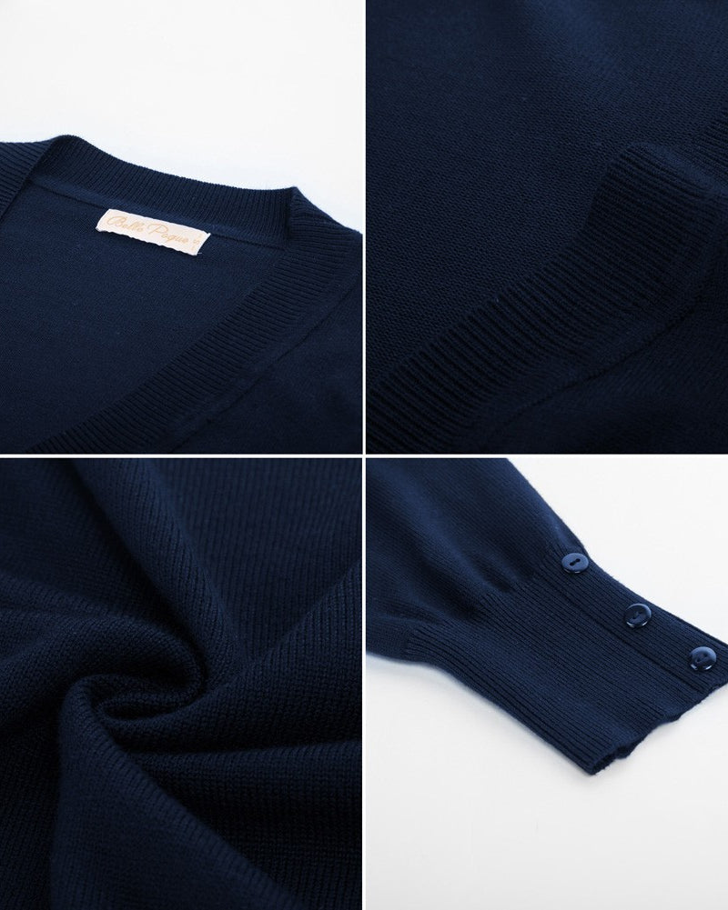 belle poque 3/4 Sleeve Bolero Shrug Open Front Knit Cropped Cardigan Sweater