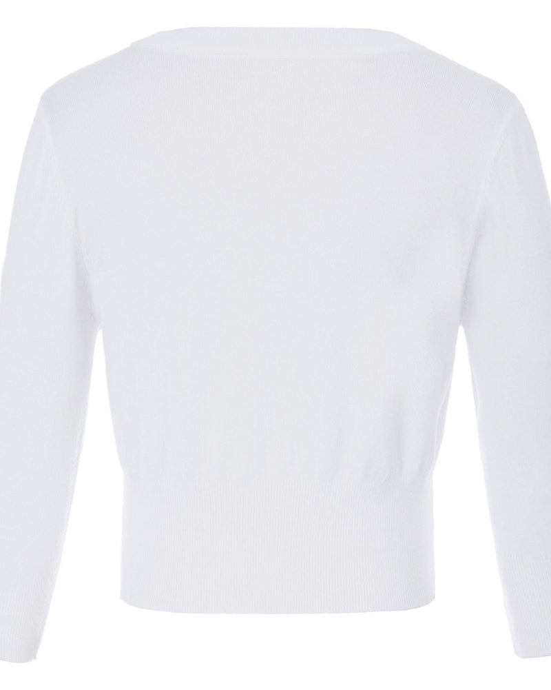 belle poque 3/4 Sleeve V-Neck Button Down Cherries Embroidery Cropped Cardigan Sweater Coat