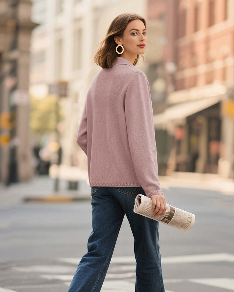 belle poque Vintage Cardigan Sweater Blazer V Neck Shawl Lapel Collar with Pockets