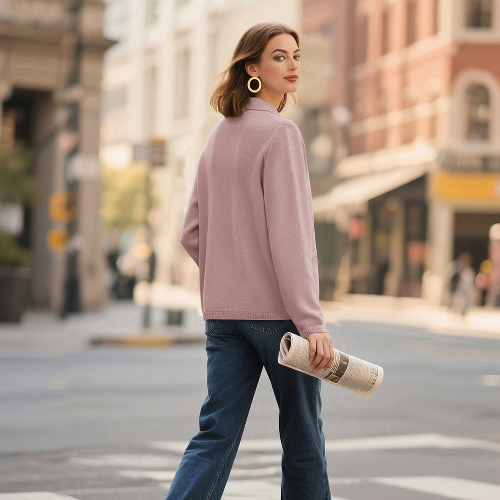 belle poque Vintage Cardigan Sweater Blazer V Neck Shawl Lapel Collar with Pockets