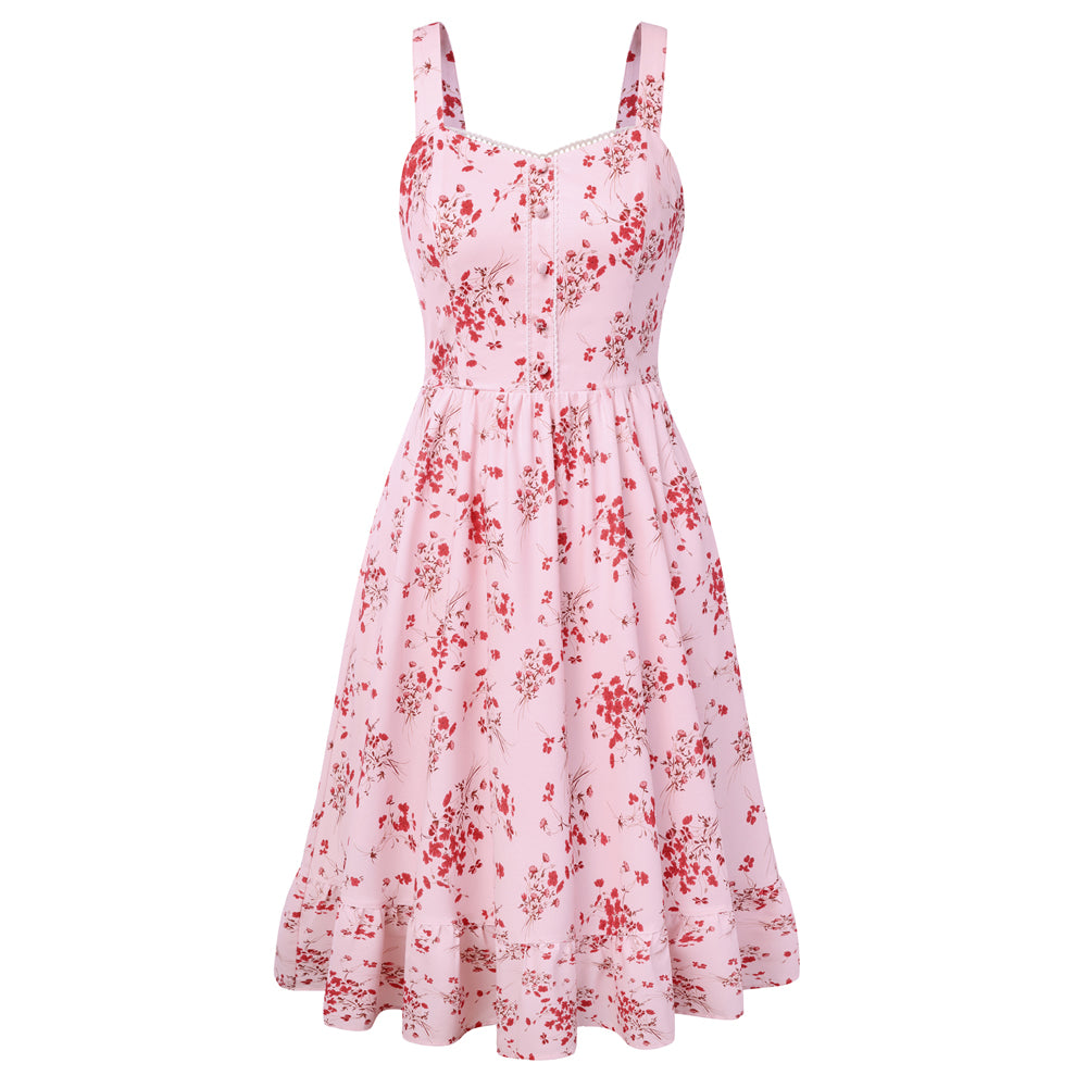 belle poque Wedding Guest Dress for Women 2026 Flowy Sundress with Pockets Pink