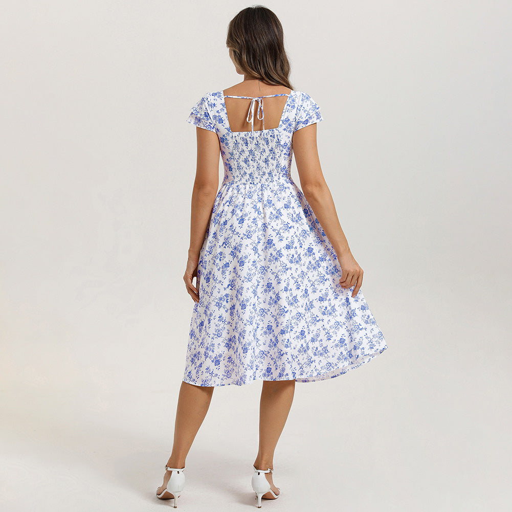 belle poque Women's Sweatheart Floral Dress 2026 Spring Ruched Midi Garden Party Dress