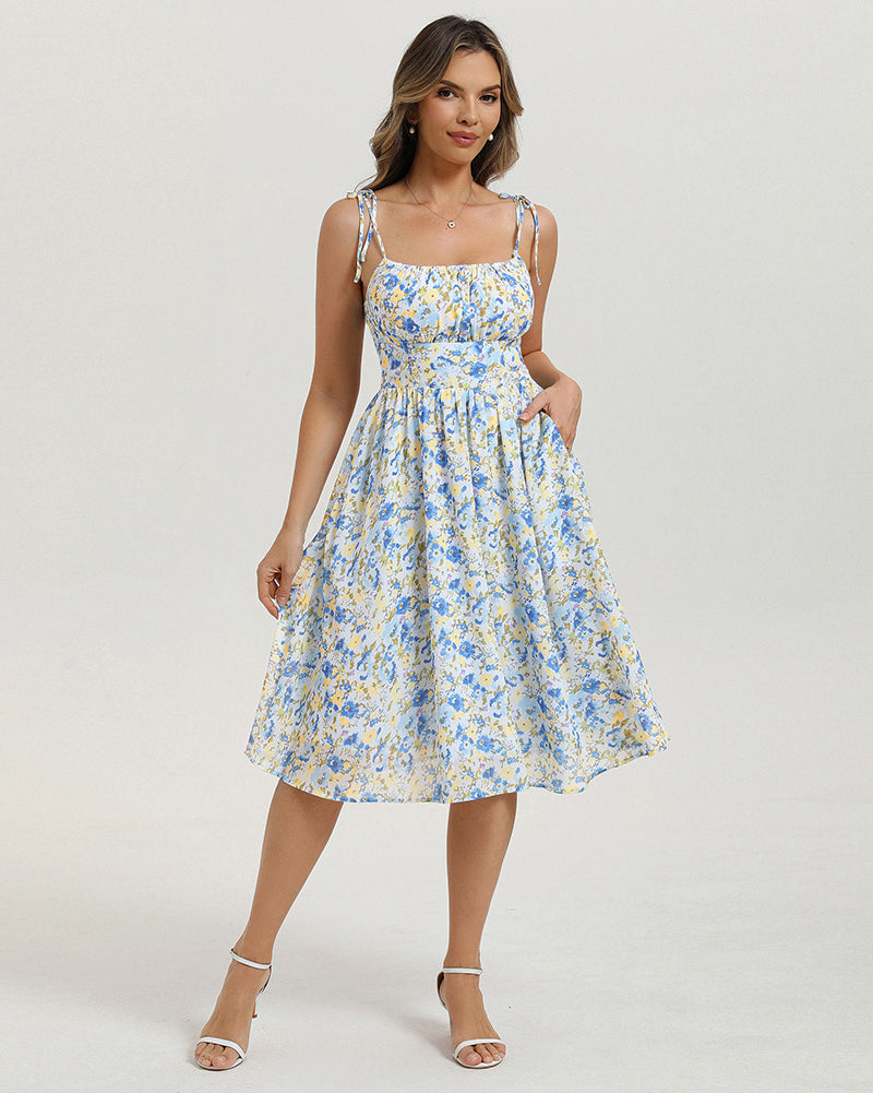 belle poque Women Midi Sundress 2026 Summer Spring Vacation Dresses with Pockets