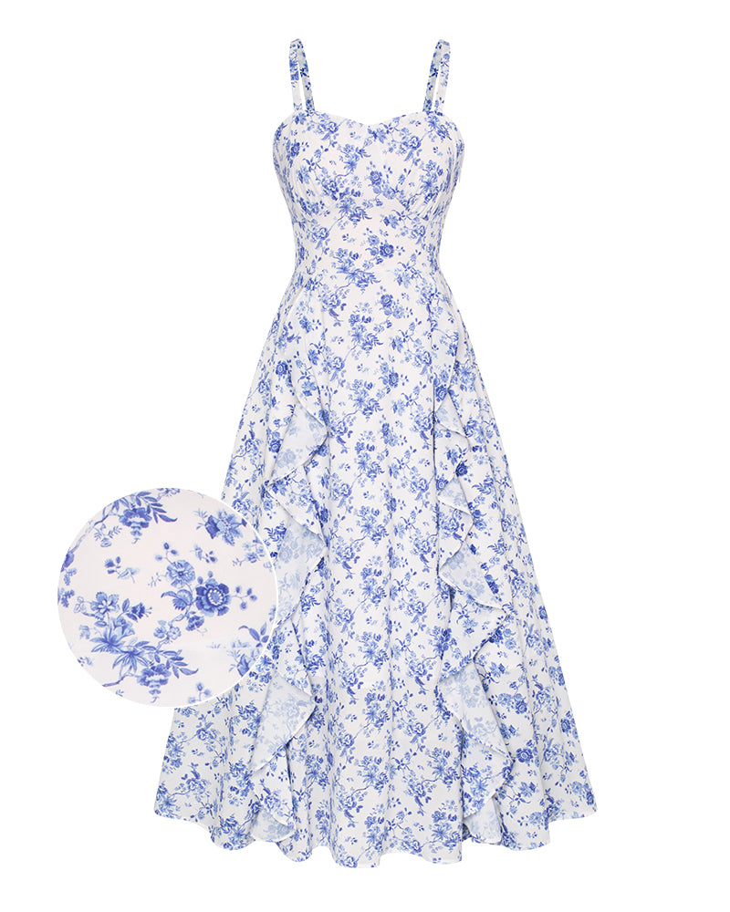 belle poque Sun Slip Dresses for Women Boho Maxi Dresses Casual Spaghetti Ruffle Dress