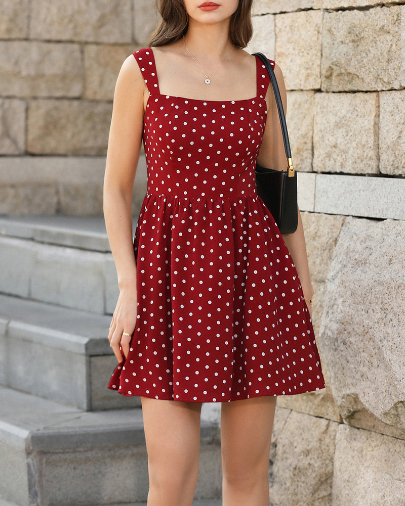 belle poque Women 1950s Vintage Polka-Dots Dress Semi-Formal Mini Dresses