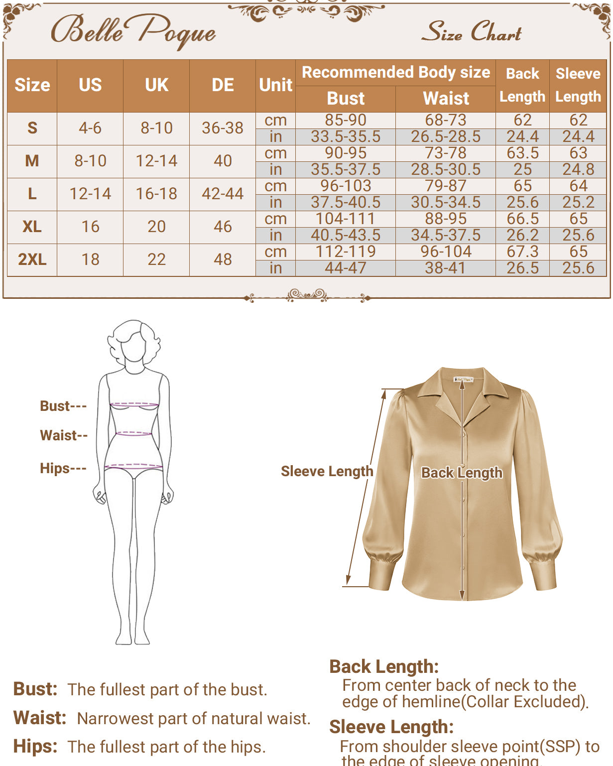 belle poque Women Vintage Shirt OL Long Sleeve Lapel Collar V-Neck Button-up Tops