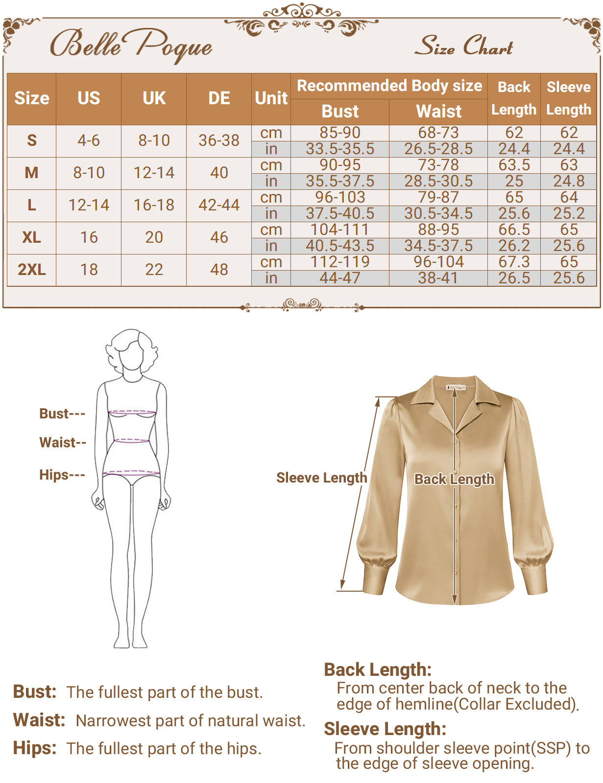 belle poque Women Vintage Shirt OL Long Sleeve Lapel Collar V-Neck Button-up Tops