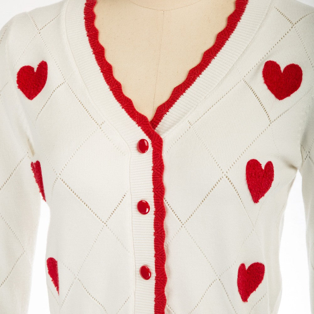 belle poque Long Sleeve V-Neck Button Down Cropped Sweater Cardigan