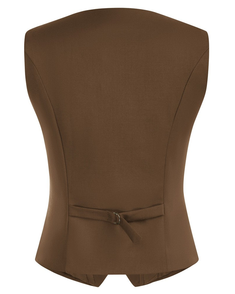 belle poque Double Breasted Waistcoat Vintage Lapel Collar Vest Coat with 2 Pockets