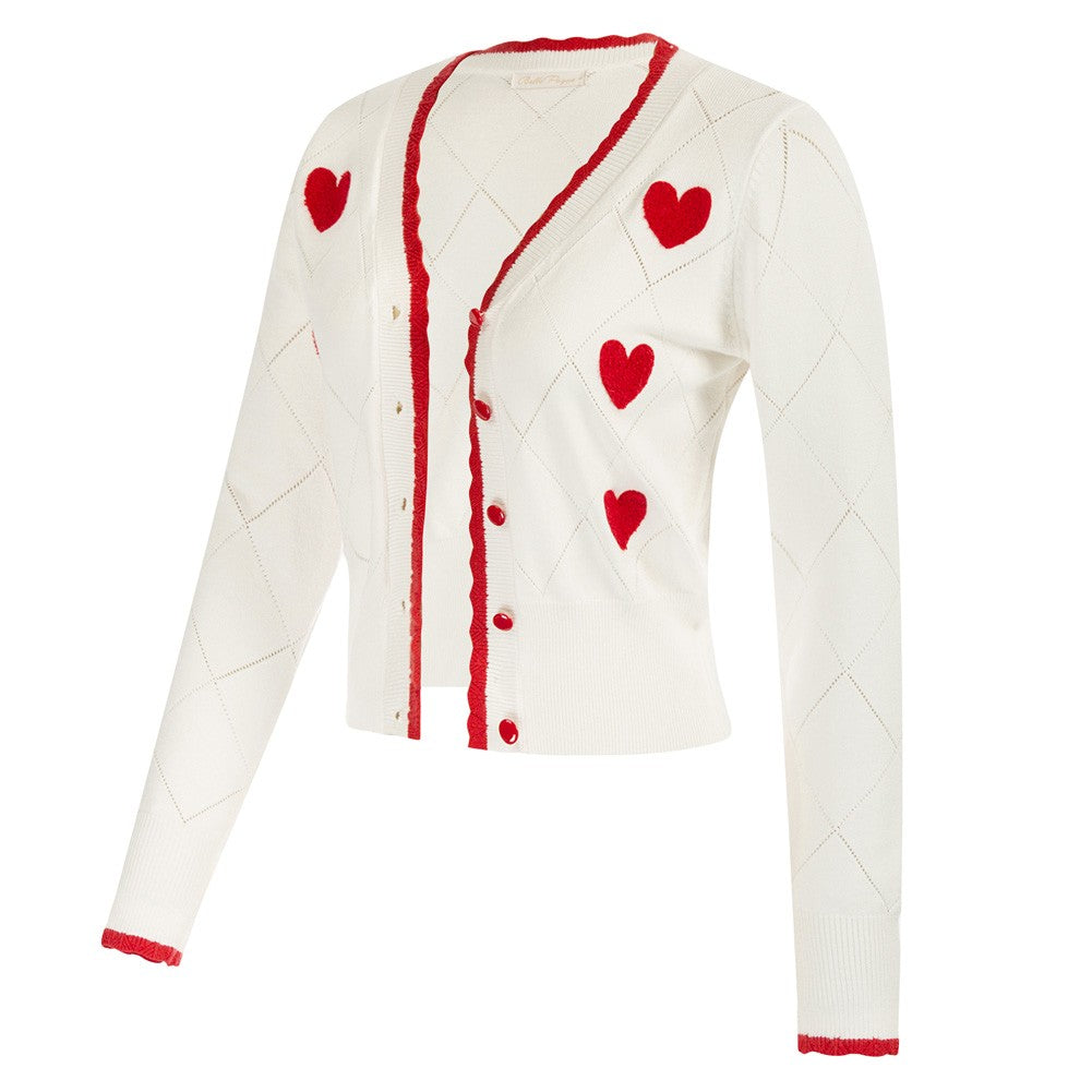 belle poque Long Sleeve V-Neck Button Down Cropped Sweater Cardigan