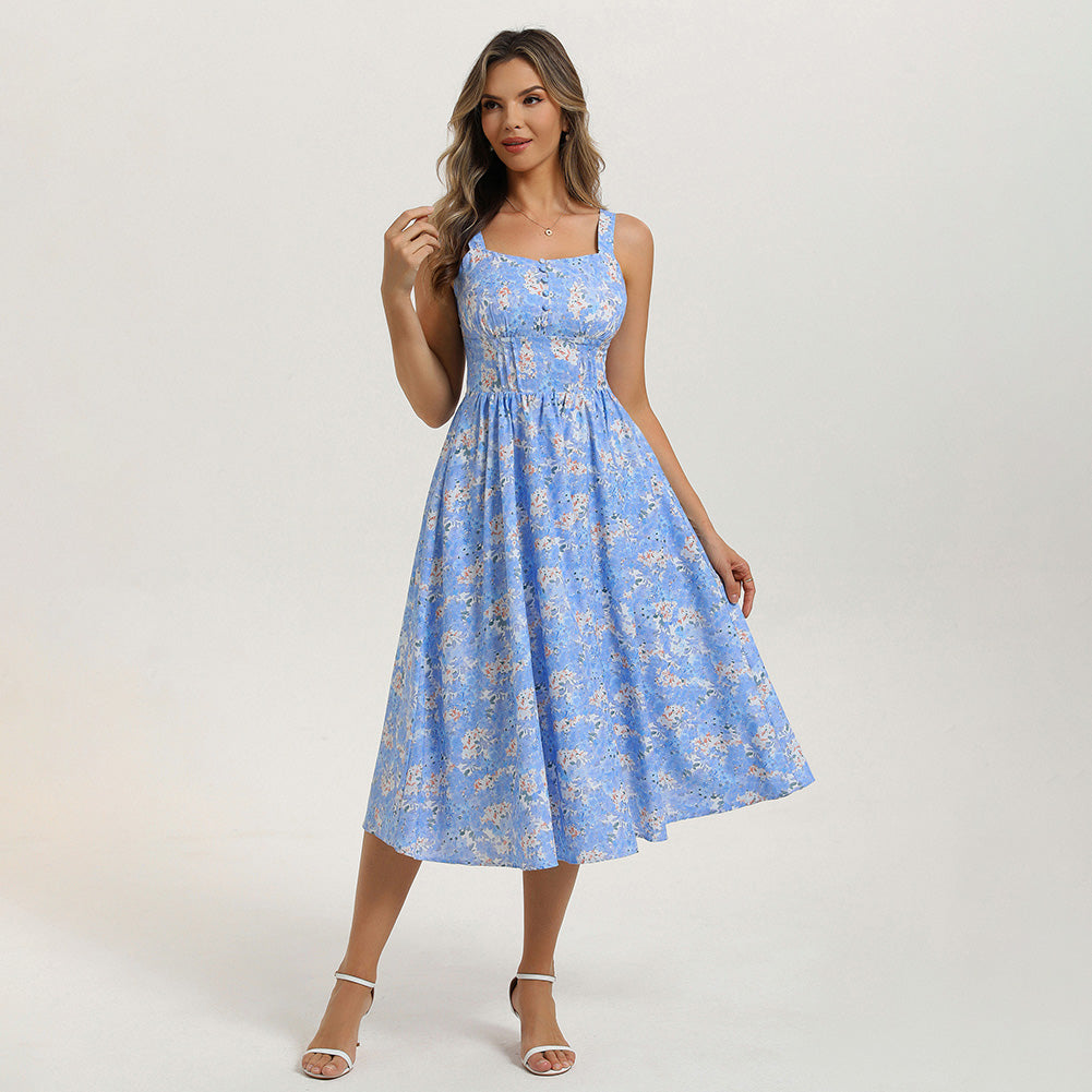 belle poque 2026 Vacation Floral Dress for Women Sundress Midi Flowy Beach Dresses