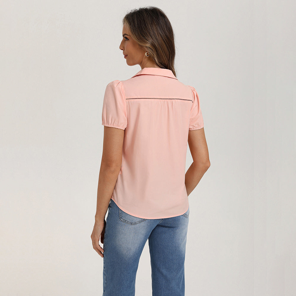 belle poque 2026 Puff Sleeve Cotton Blouses for Women Peter Pan Collar Dressy Work Shirts