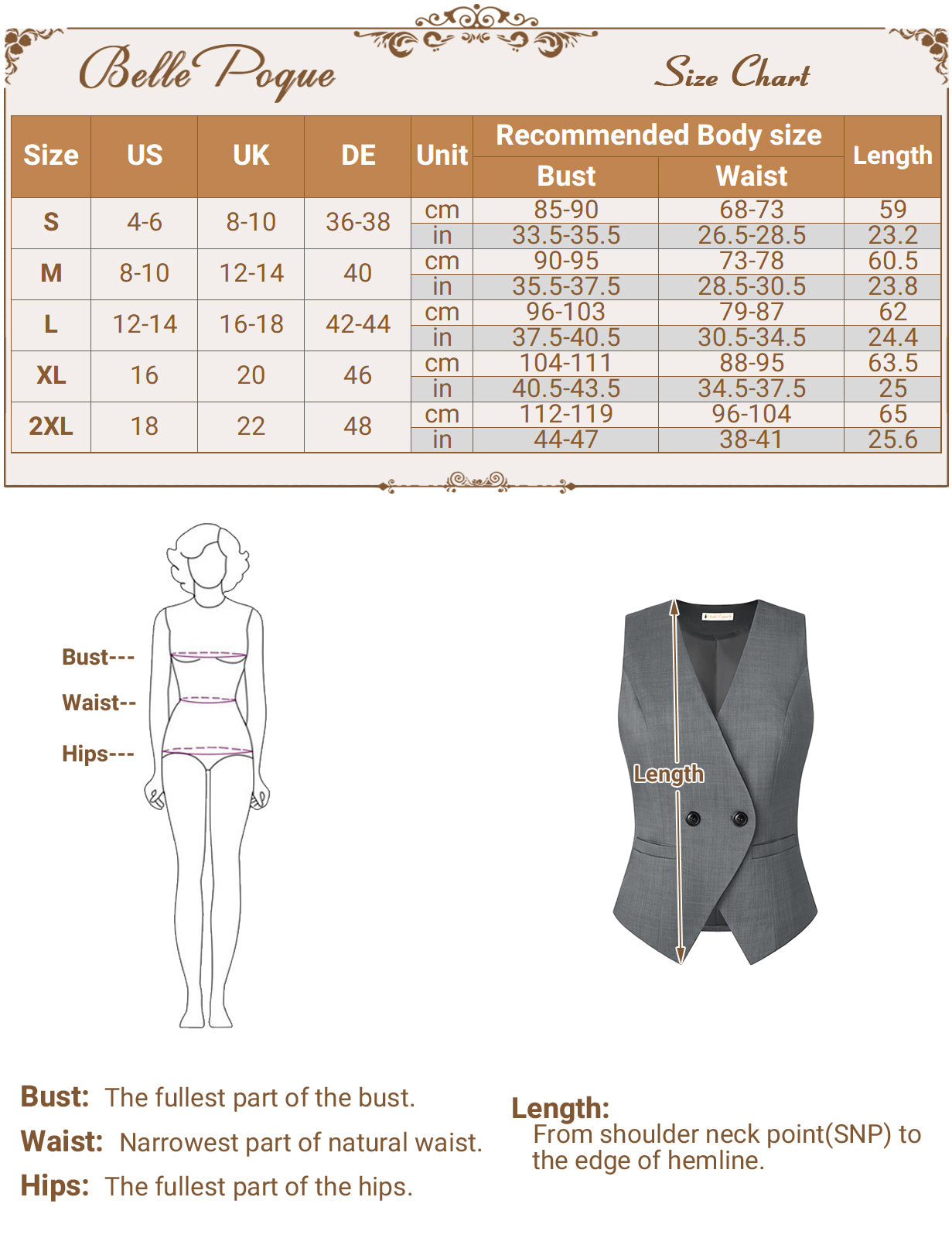 belle poque Women Handkerchief Hem Vest Coat Surplice V-Neck Slit Back Waistcoat