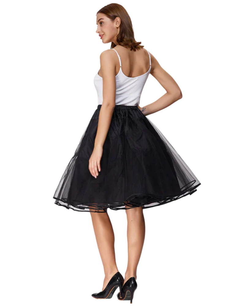 belle poque Pleated Buttons Decorated Elastic Waist High Waist Swing A-Line Skirt with Pockets