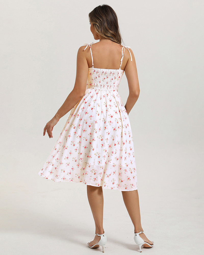 belle poque Women Spring Summer Wedding Guest Dress 2026 Midi Tea Party Ruched Sundress