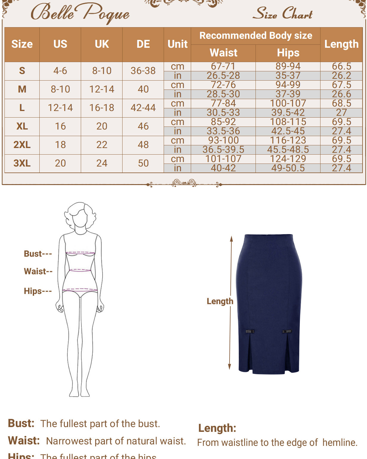 belle poque Vintage Bow-Knot Decorated Hips-Wrapped Bodycon Pencil Skirt
